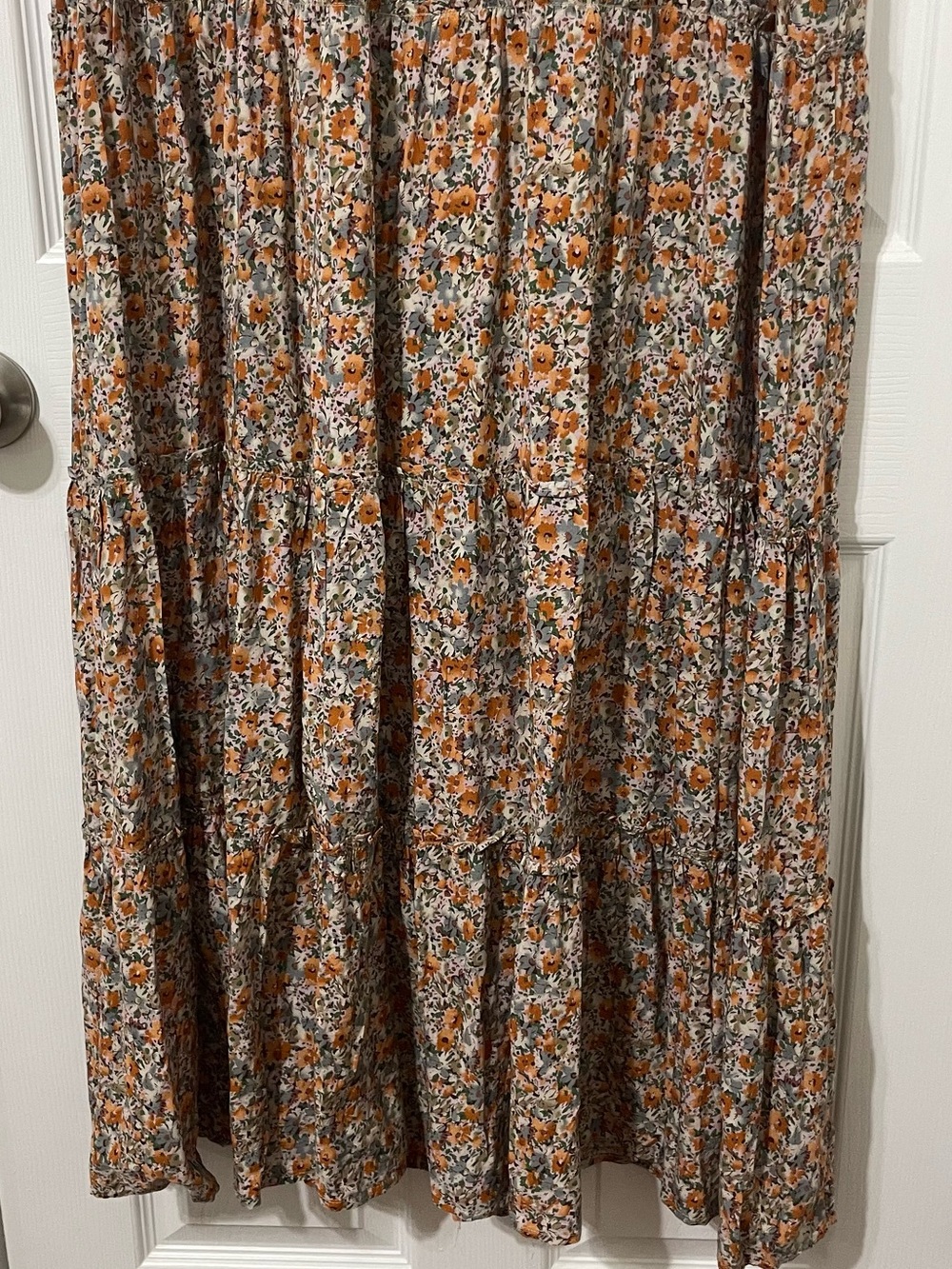 Natural Life Flowy Boho Mixed Print Floral Paisley Tiered Maxi Dress Size Large - Picture 5 of 9